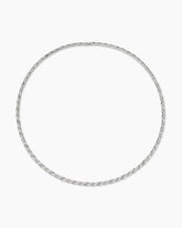 Sculpted Cable Flex Necklace in 18K White Gold with Diamonds, 3.7mm